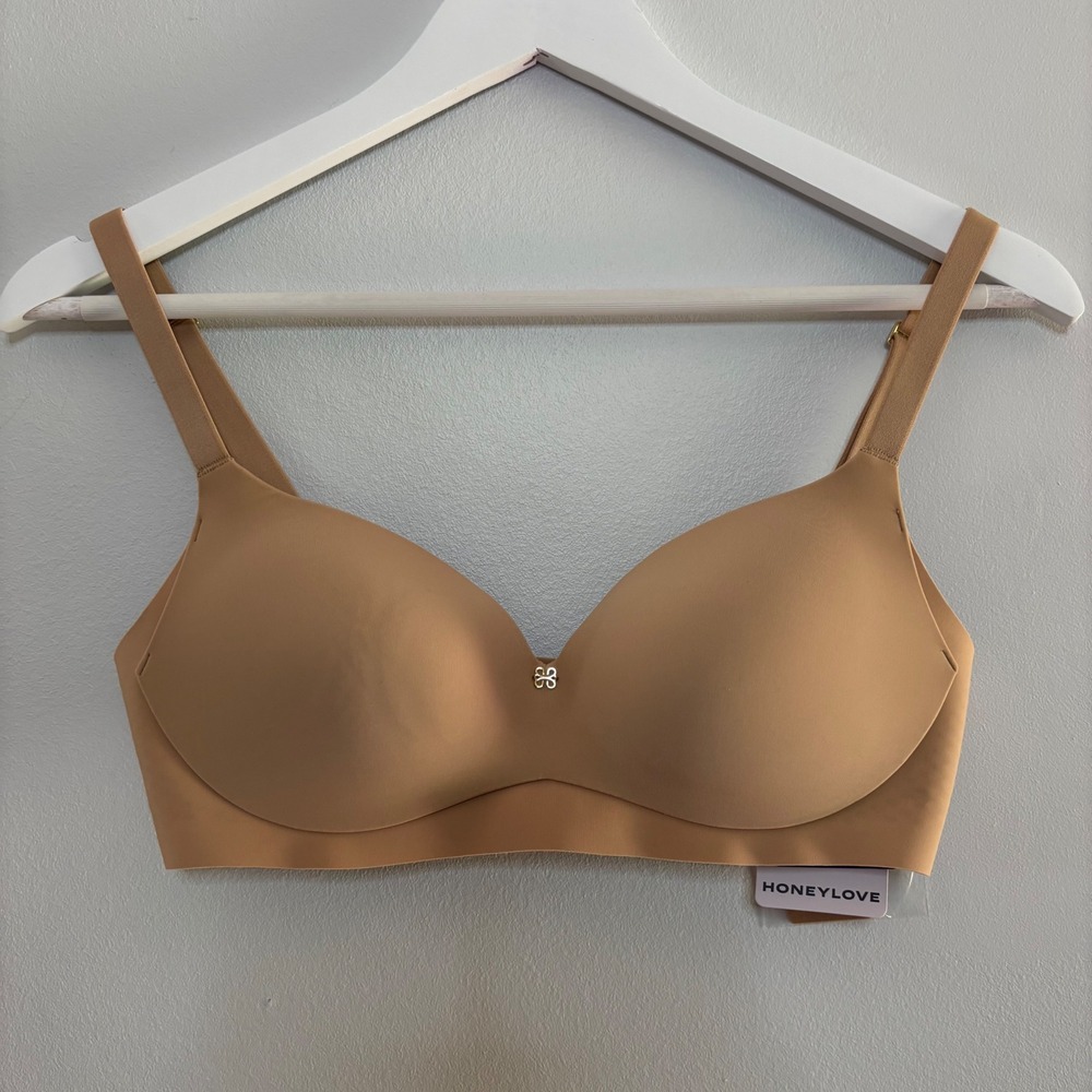 Honeylove CloudEmbrace Wireless T-Shirt 32B Beige Smoothing Support Lift V-Neck